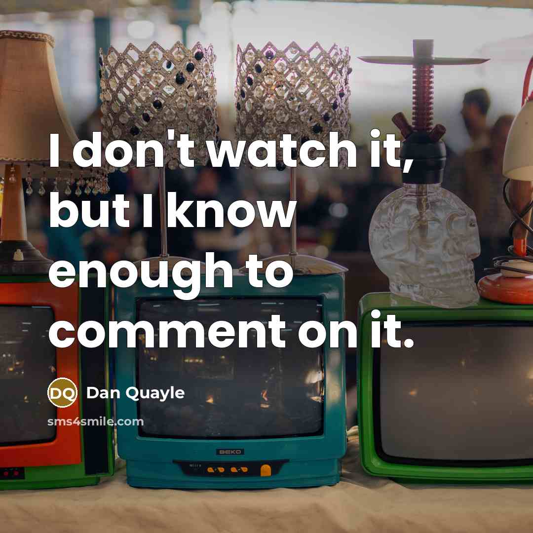“I don't watch it, but I know enough to comment on it.” quote by Dan Quayle