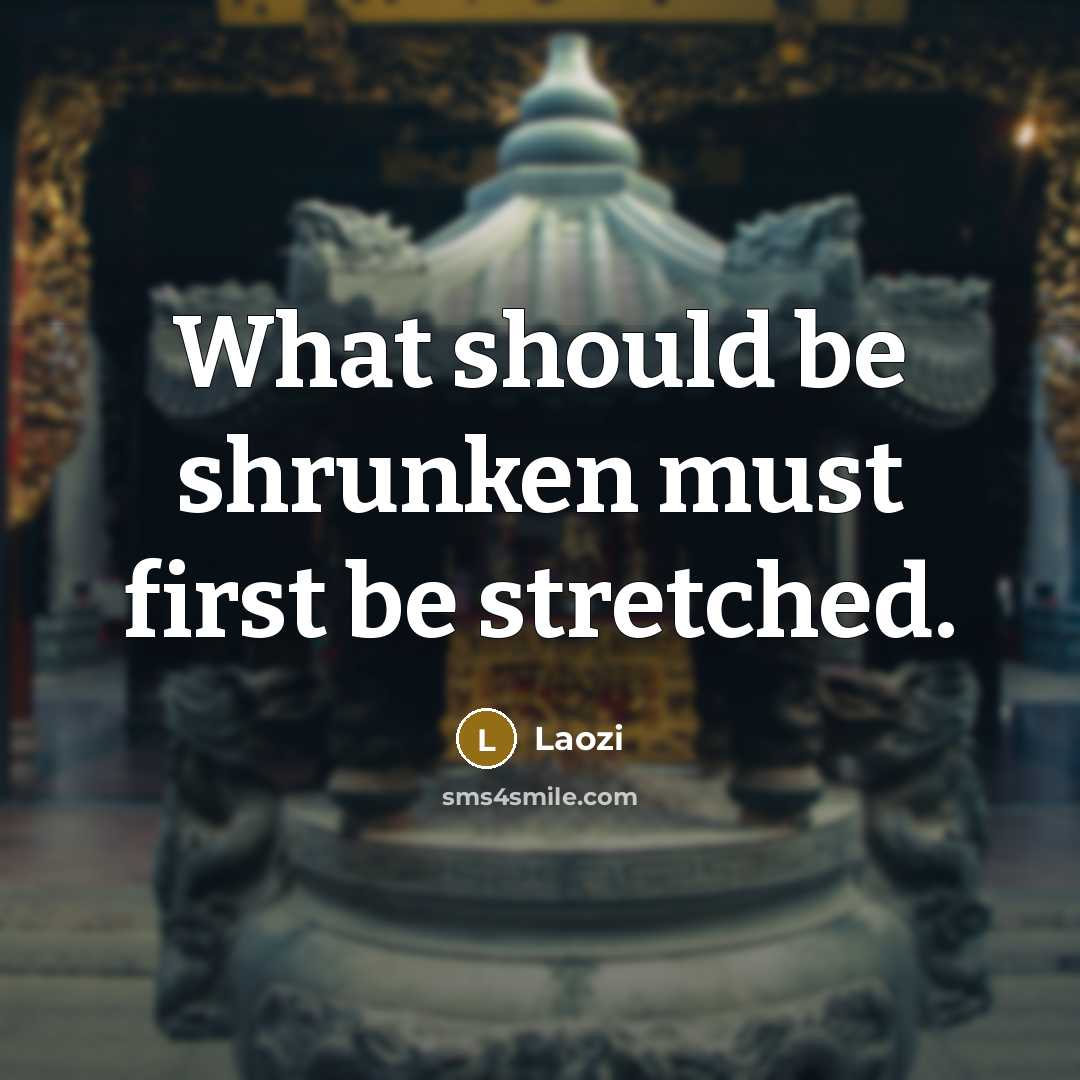“What should be shrunken must first be stretched.” quote by Laozi