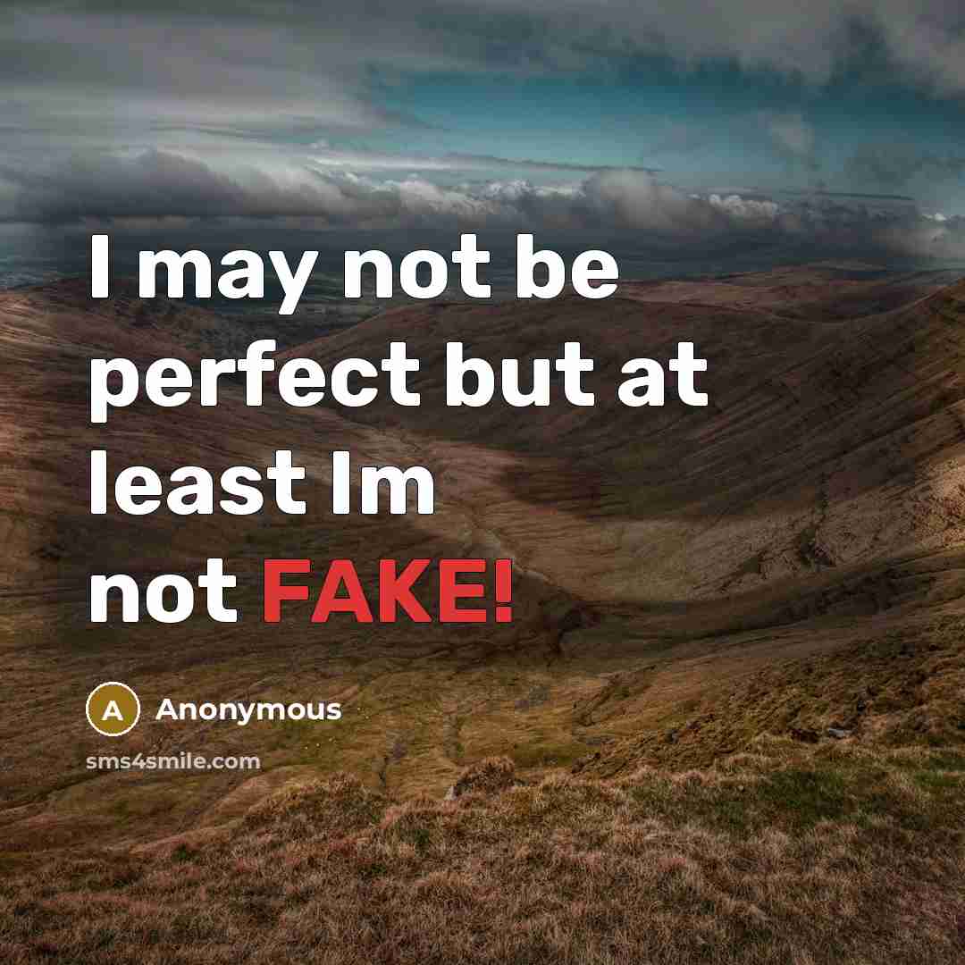 “I may not be perfect but at least Im not FAKE!” quote by Anonymous