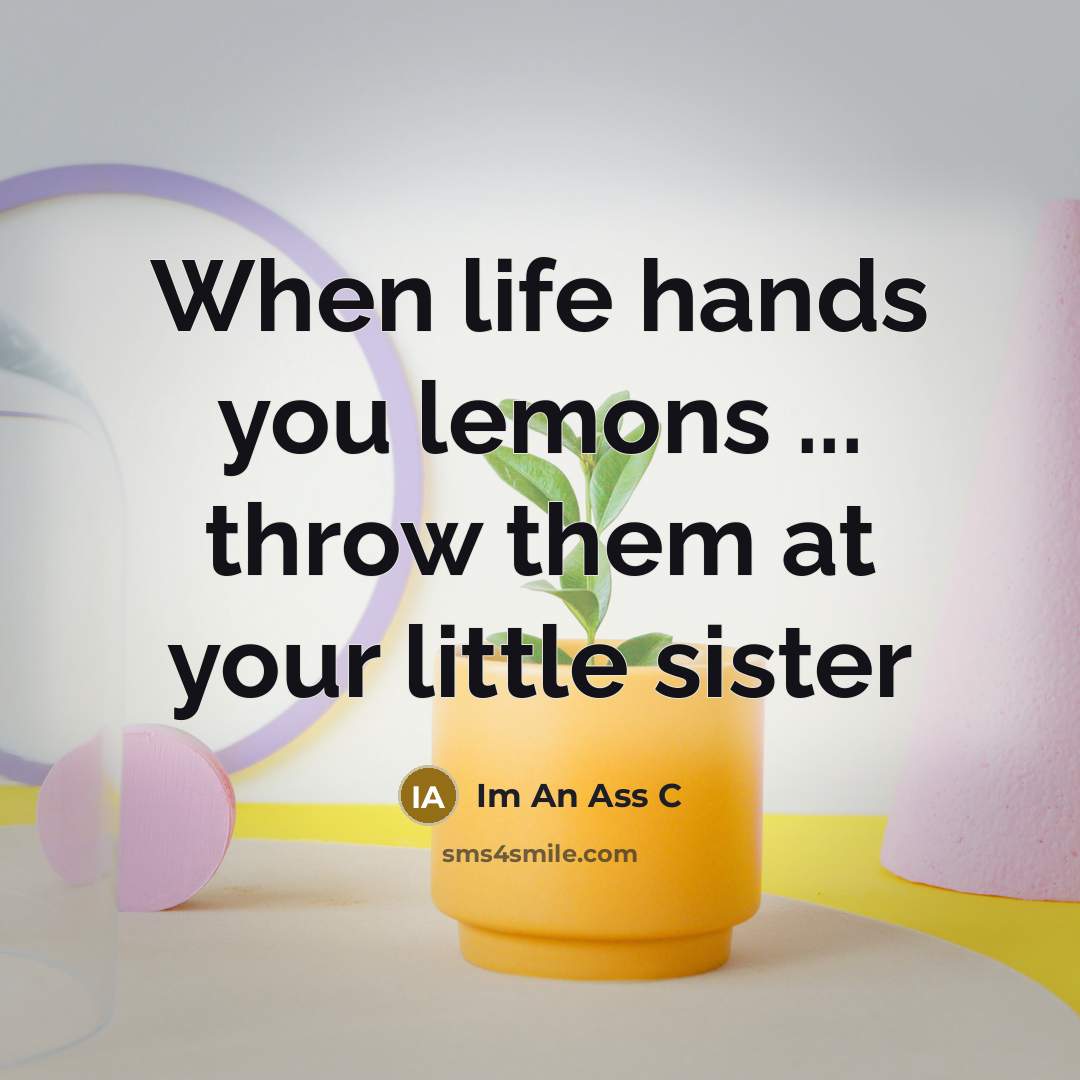 “When life hands you lemons ... throw them at your little sister” quote by Im An Ass C
