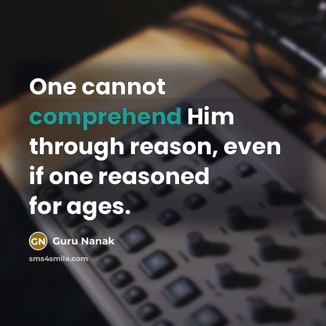 “One cannot comprehend Him through reason, even if one reasoned for ages.” quote by Guru Nanak