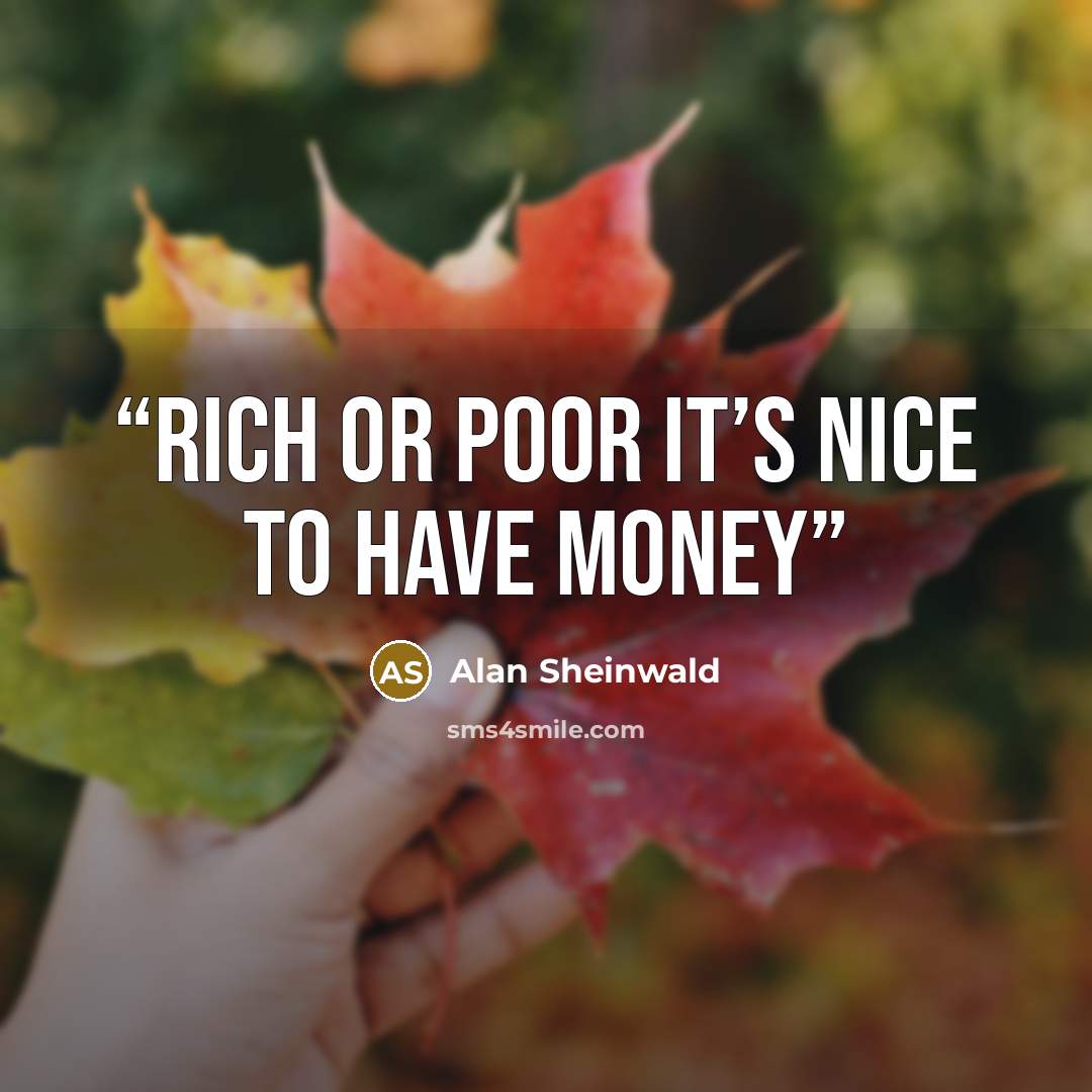 “Rich or poor it’s nice to have money” quote by Alan Sheinwald