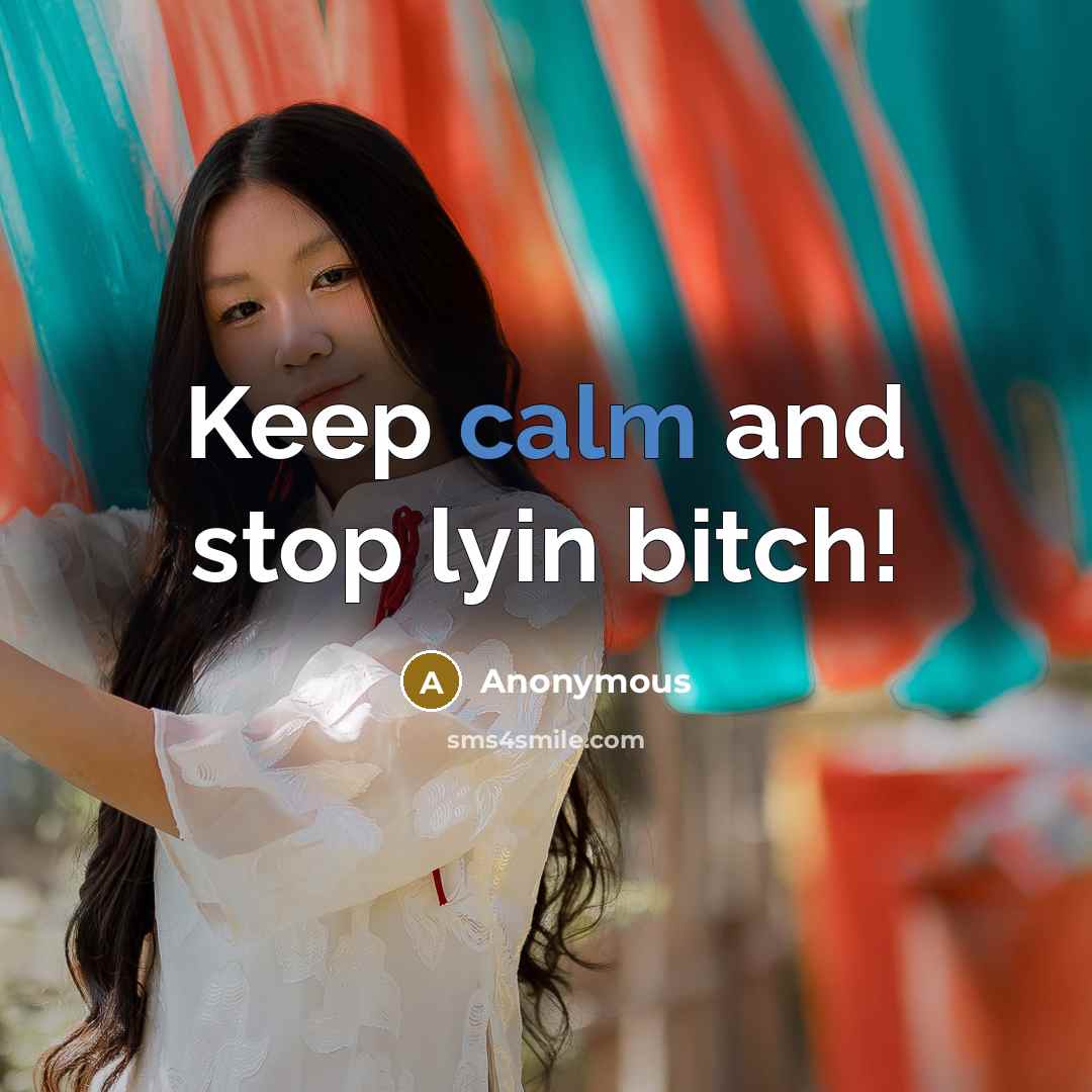 “Keep calm and stop lyin bitch!” quote by Anonymous