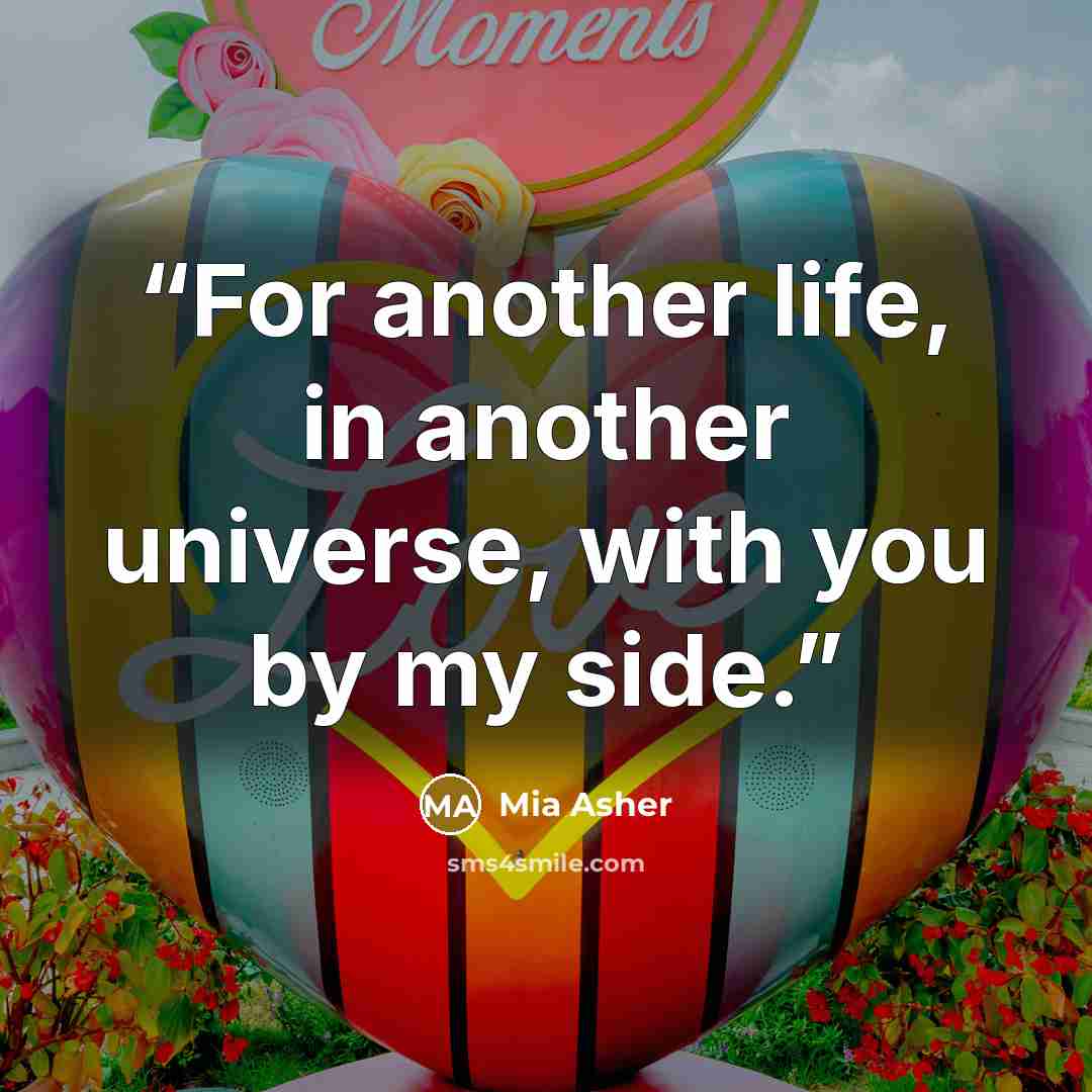 “For another life, in another universe, with you by my side.” quote by Mia Asher