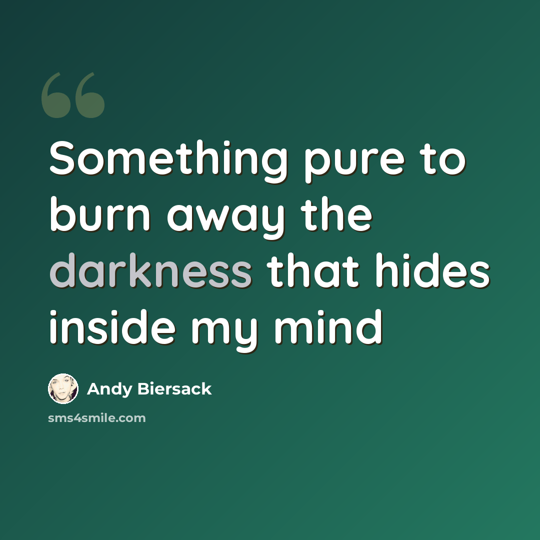 “Something pure to burn away the darkness that hides inside my mind” quote by Andy Biersack