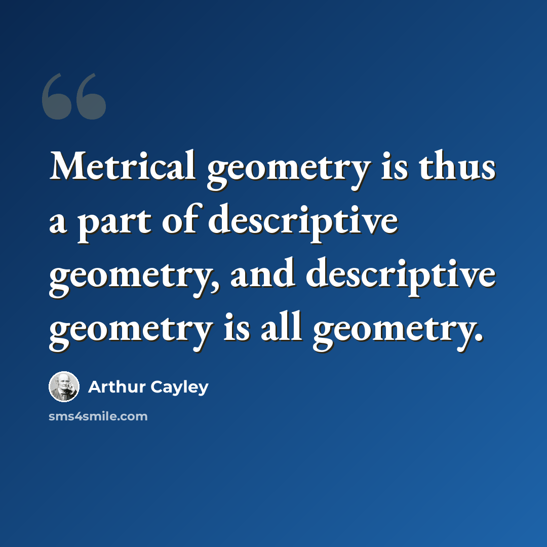 “Metrical geometry is thus a part of descriptive geometry, and descriptive geometry is all geometry.” quote by Arthur Cayley