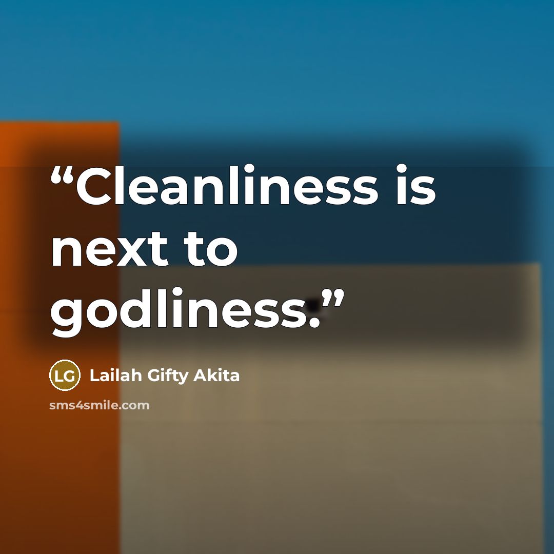 “Cleanliness is next to godliness.” quote by Lailah Gifty Akita