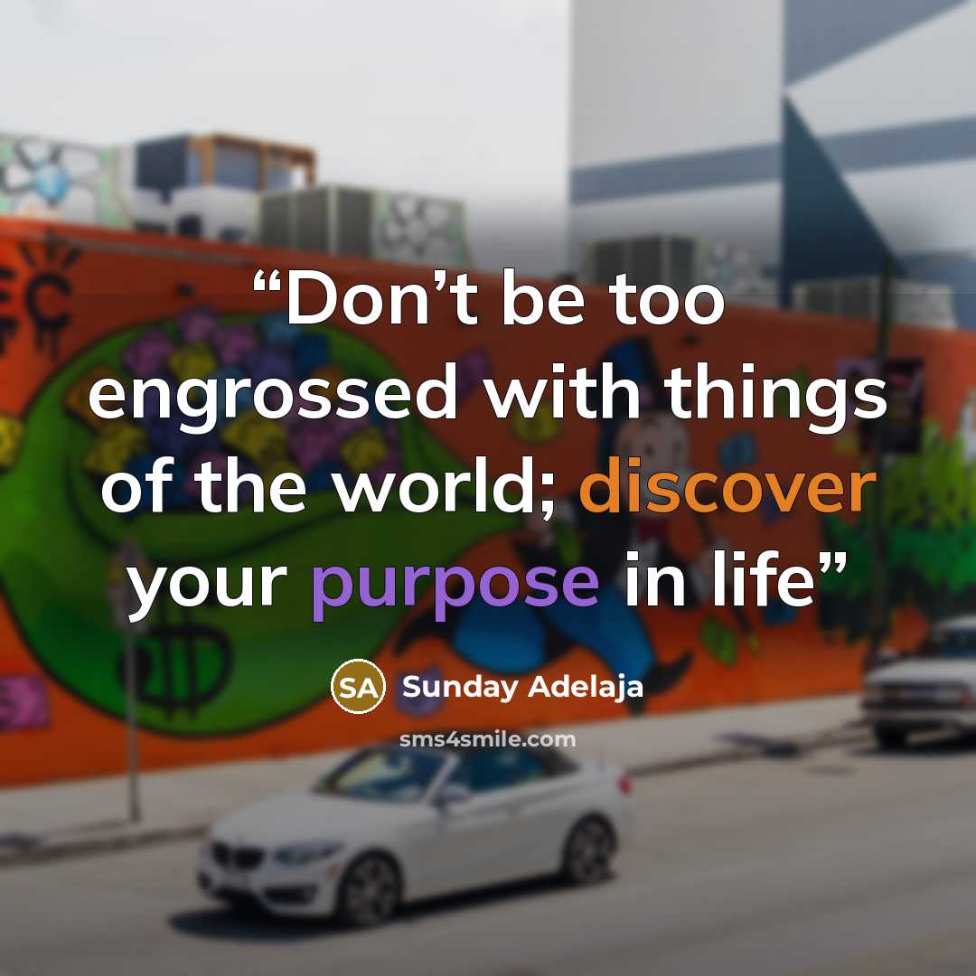 “Don’t be too engrossed with things of the world; discover your purpose in life” quote by Sunday Adelaja
