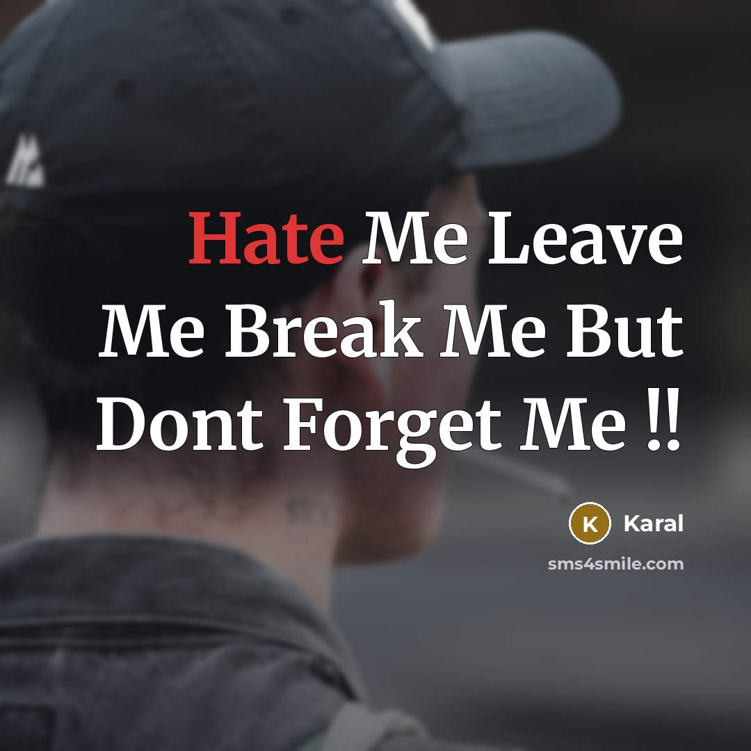 “Hate Me Leave Me Break Me But Dont Forget Me !!” quote by Karal