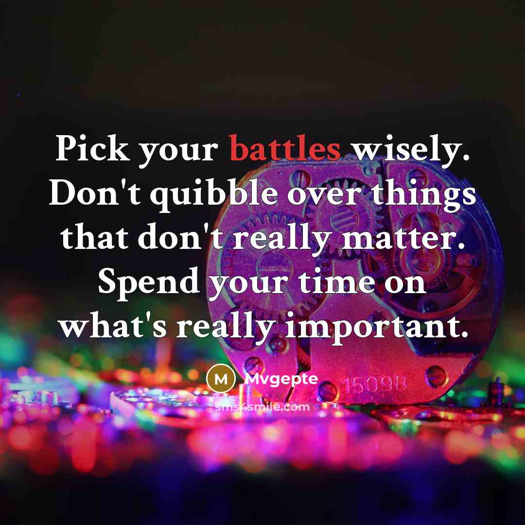 “Pick your battles wisely. Don't quibble over things that don't really matter. Spend your time on what's really important.” quote by Mvgepte