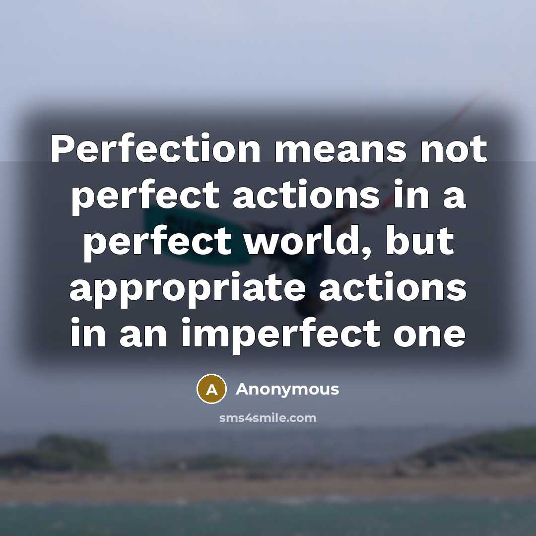 “Perfection means not perfect actions in a perfect world, but appropriate actions in an imperfect one” quote by Anonymous