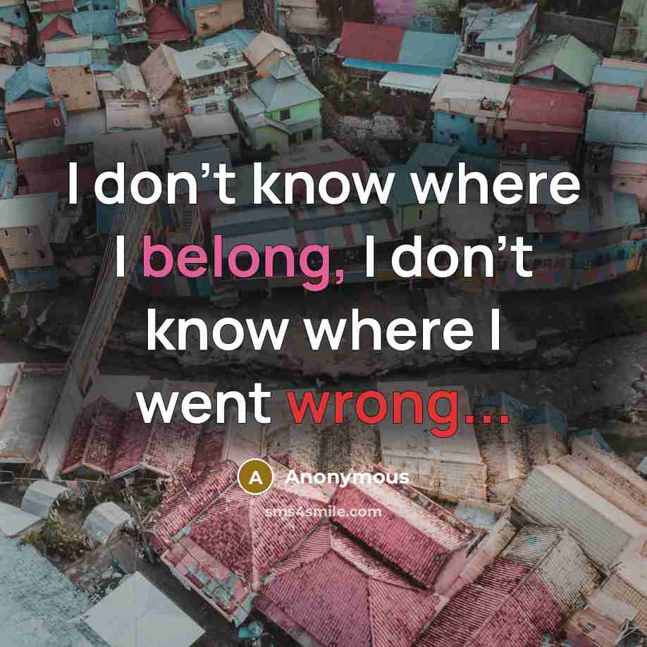 “I don't know where I belong, I don't know where I went wrong...” quote by Anonymous