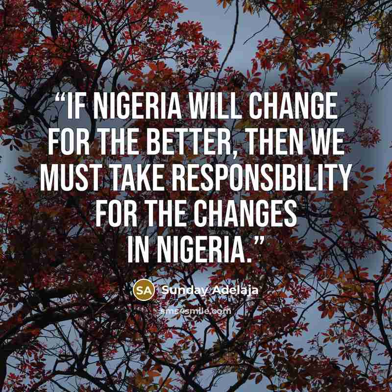 “If Nigeria will change for the better, then we must take responsibility for the changes in Nigeria.” quote by Sunday Adelaja