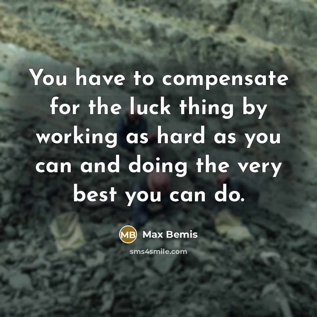 “You have to compensate for the luck thing by working as hard as you can and doing the very best you can do.” quote by Max Bemis