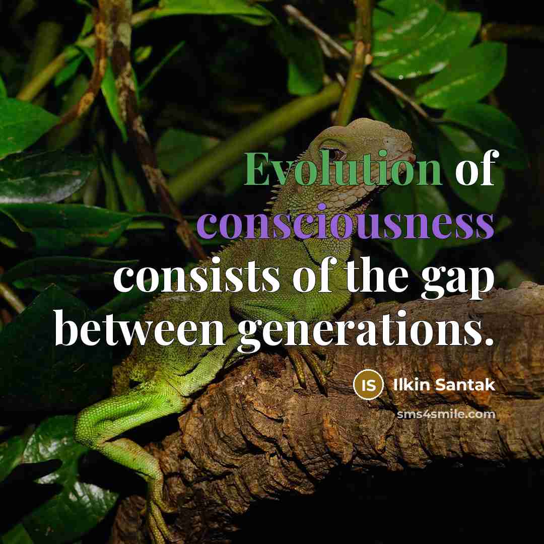“Evolution of consciousness consists of the gap between generations.” quote by Ilkin Santak