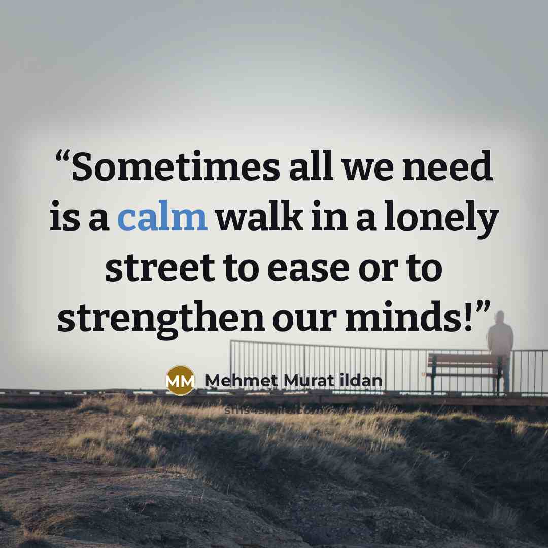“Sometimes all we need is a calm walk in a lonely street to ease or to strengthen our minds!” quote by Mehmet Murat ildan