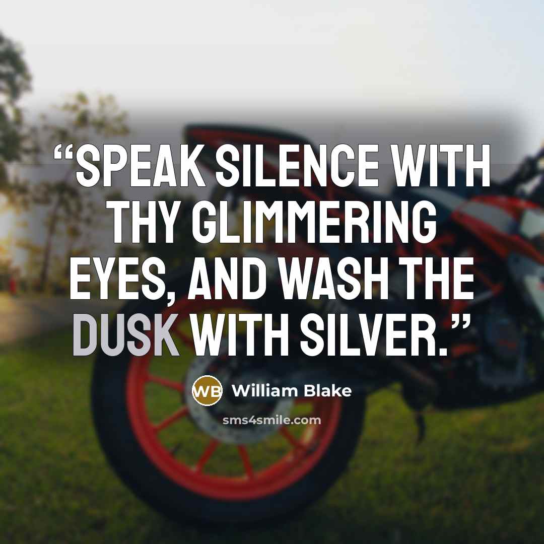 “speak silence with thy glimmering eyes, And wash the dusk with silver.” quote by William Blake