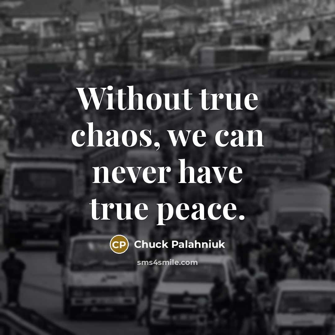 “Without true chaos, we can never have true peace.” quote by Chuck Palahniuk