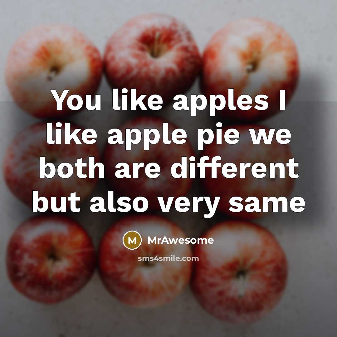 “You like apples I like apple pie we both are different but also very same” quote by MrAwesome