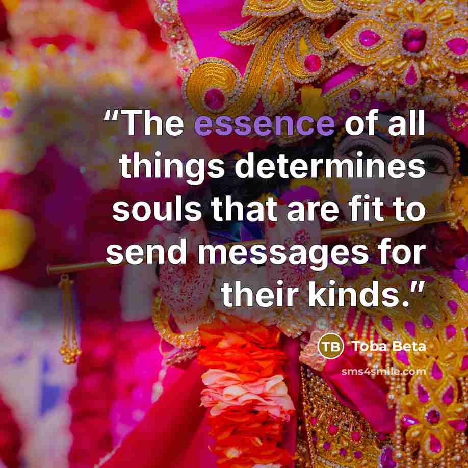 “The essence of all things determines souls that are fit to send messages for their kinds.” quote by Toba Beta