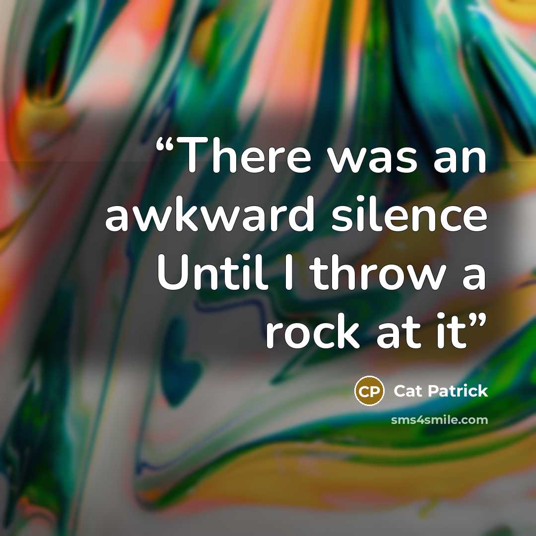 “There was an awkward silence Until I throw a rock at it” quote by Cat Patrick