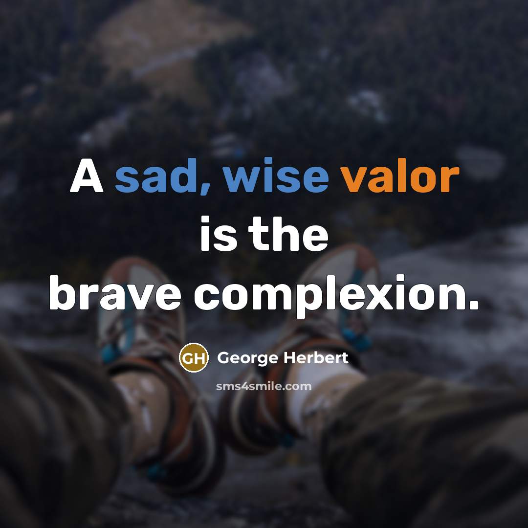 “A sad, wise valor is the brave complexion.” quote by George Herbert
