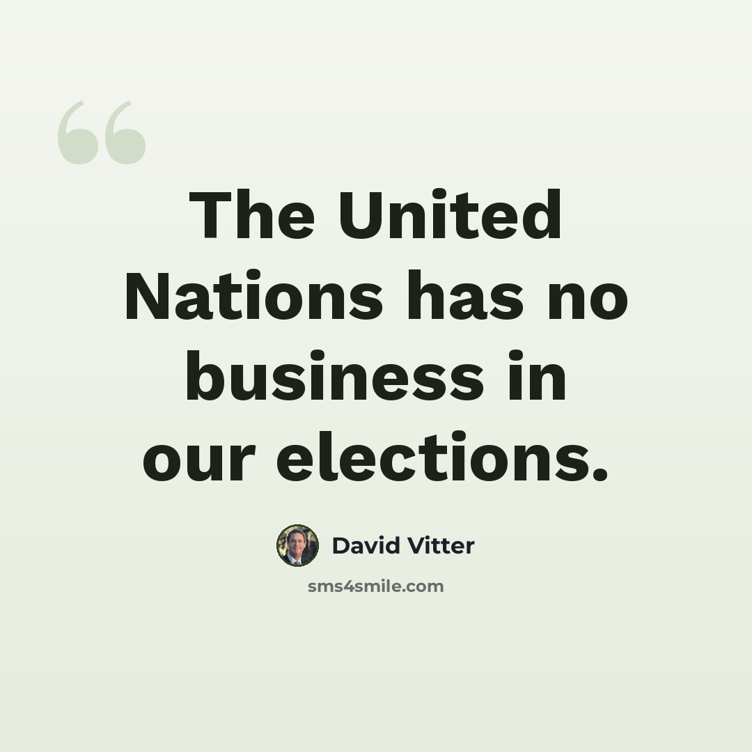 “The United Nations has no business in our elections.” quote by David Vitter