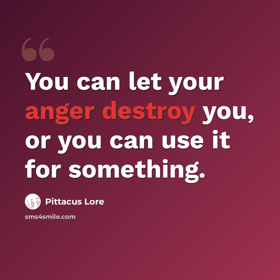 “You can let your anger destroy you, or you can use it for something.” quote by Pittacus Lore