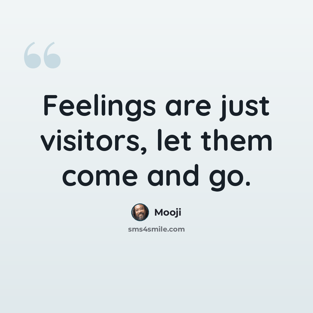 “Feelings are just visitors, let them come and go.” quote by Mooji