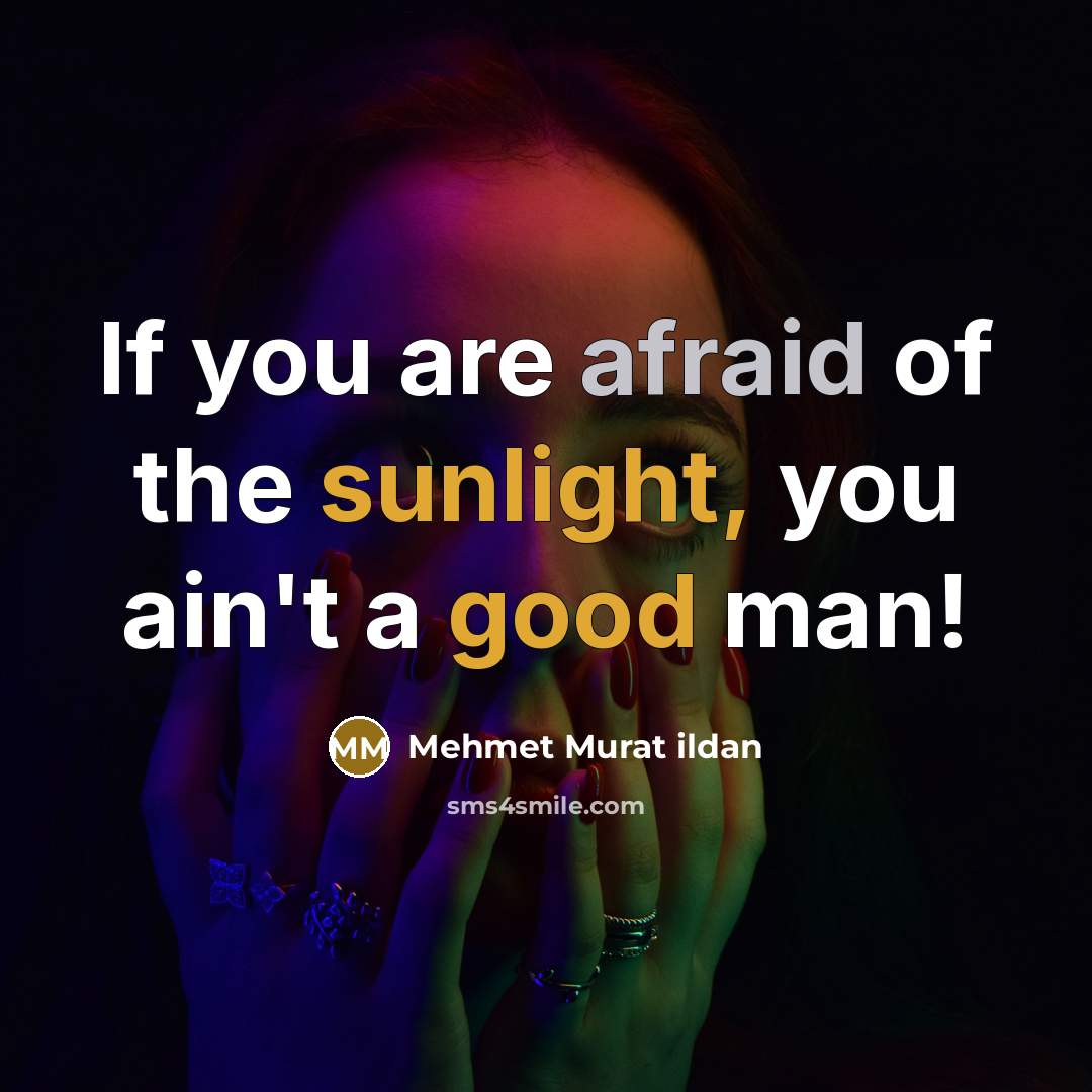 “If you are afraid of the sunlight, you ain't a good man!” quote by Mehmet Murat Ildan
