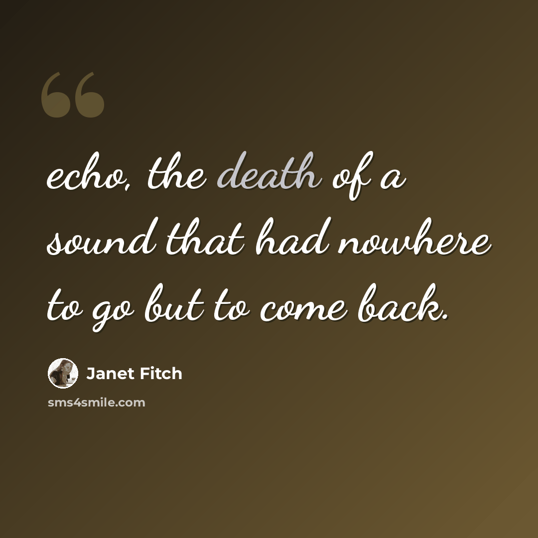 “echo, the death of a sound that had nowhere to go but to come back.” quote by Janet Fitch