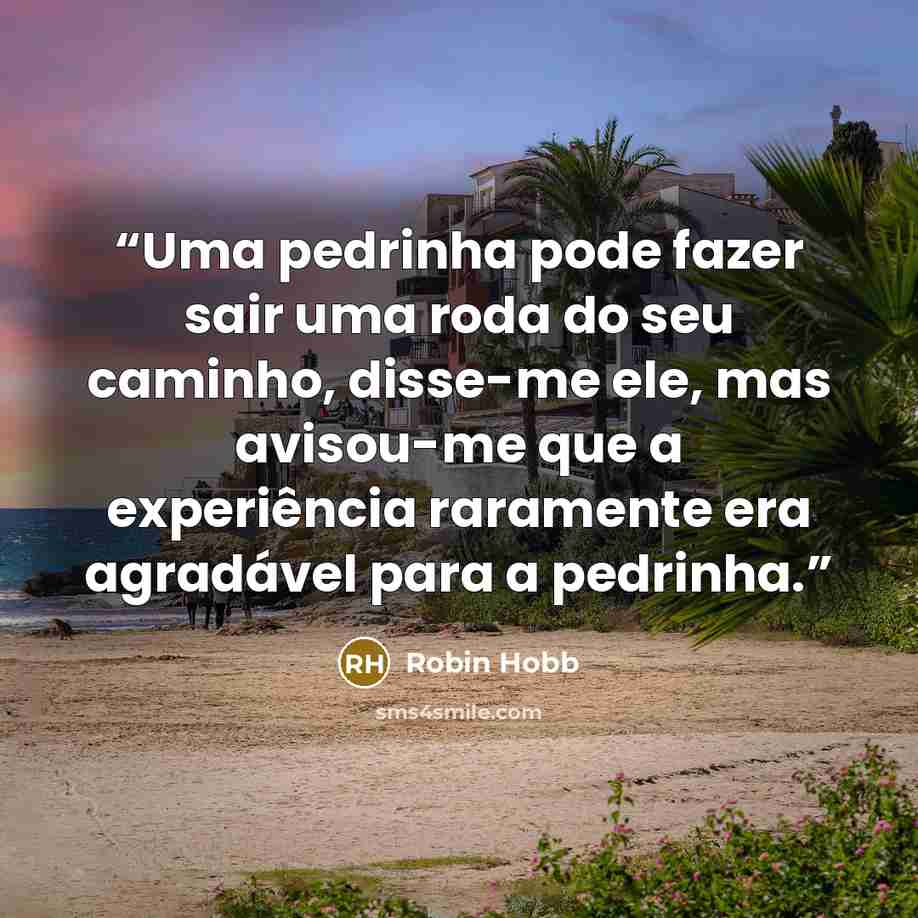 “Uma pedrinha pode fazer sair uma roda do seu caminho, disse-me ele, mas avisou-me que a experiência raramente era agradável para a pedrinha.” quote by Robin Hobb