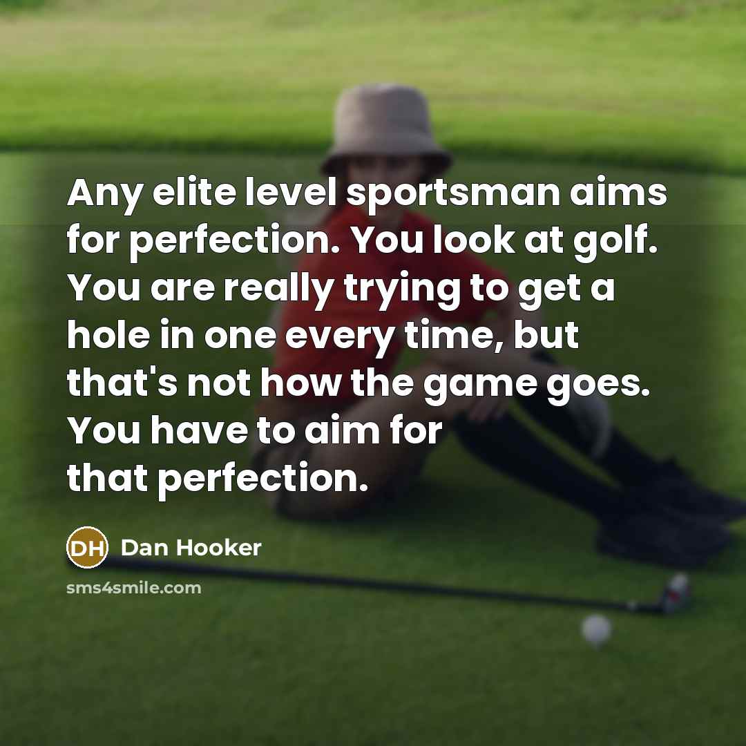 “Any elite level sportsman aims for perfection. You look at golf. You are really trying to get a hole in one every time, but that's not how the game goes. You have to aim for that perfection.” quote by Dan Hooker