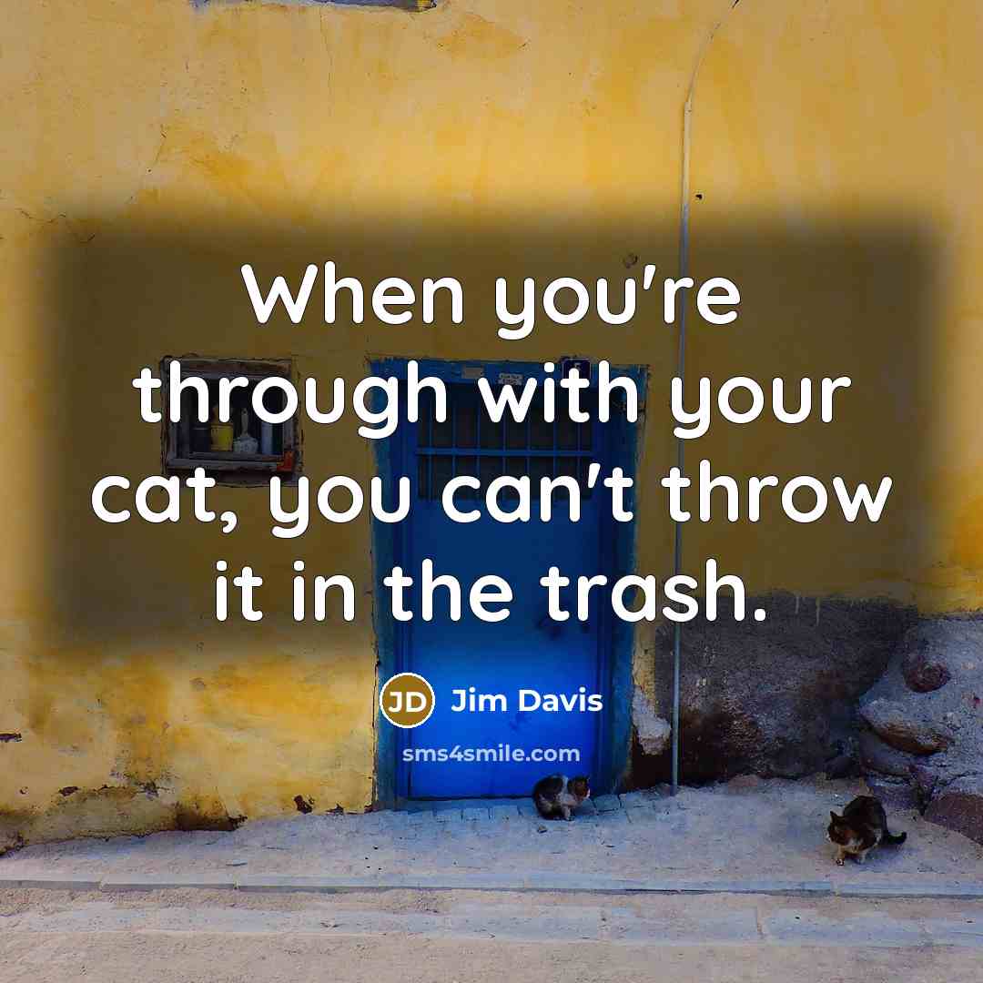 “When you're through with your cat, you can't throw it in the trash.” quote by Jim Davis