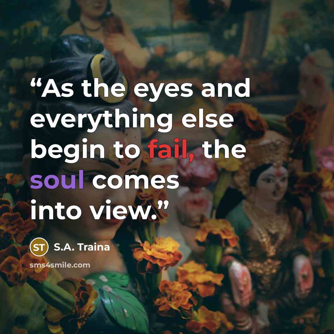 “As the eyes and everything else begin to fail, the soul comes into view.” quote by S.A. Traina