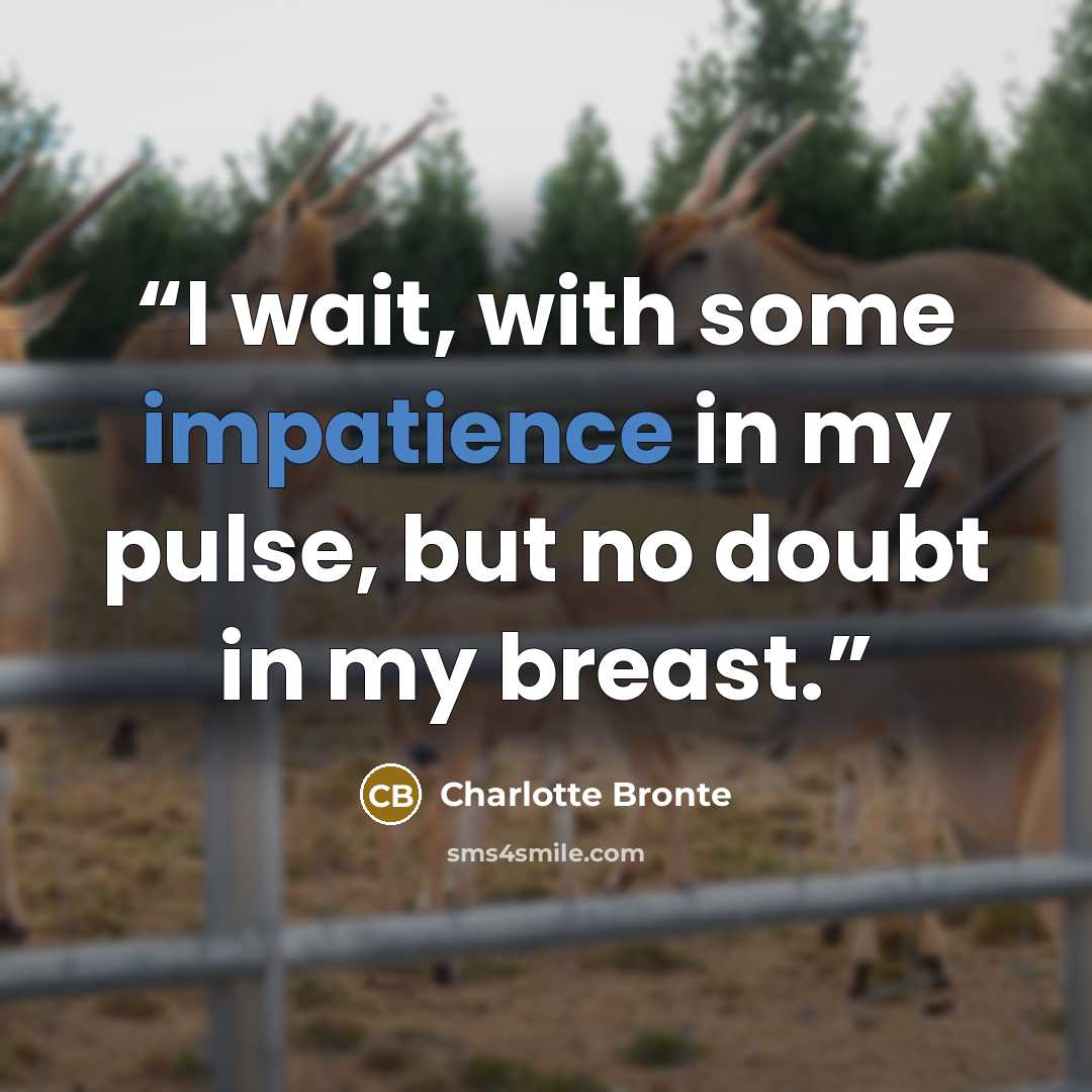 “I wait, with some impatience in my pulse, but no doubt in my breast.” quote by Charlotte Brontë