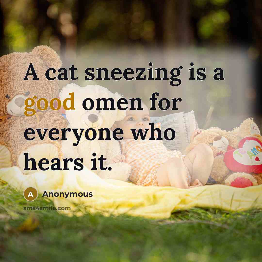 “A cat sneezing is a good omen for everyone who hears it.” quote by Anonymous