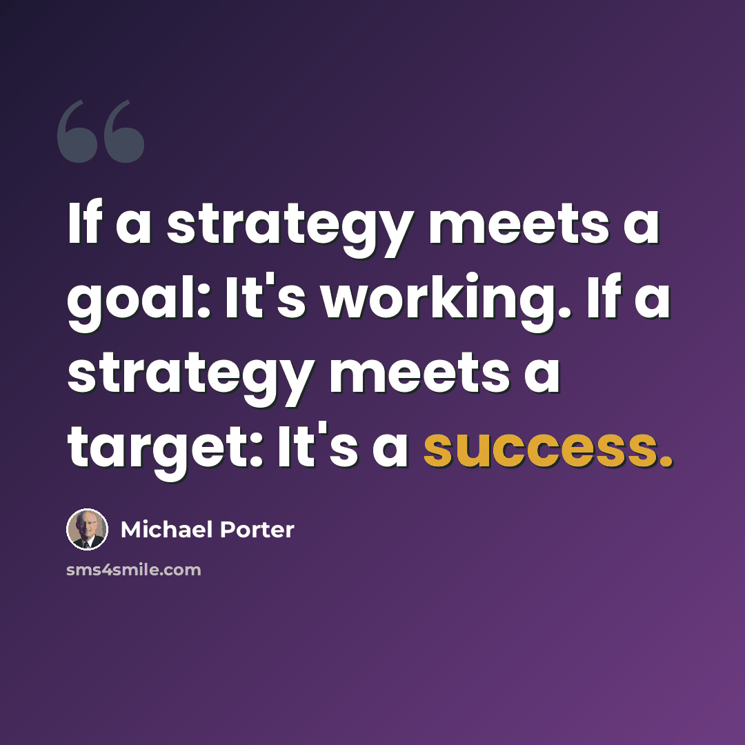 “If a strategy meets a goal: It's working. If a strategy meets a target: It's a success.” quote by Michael Porter