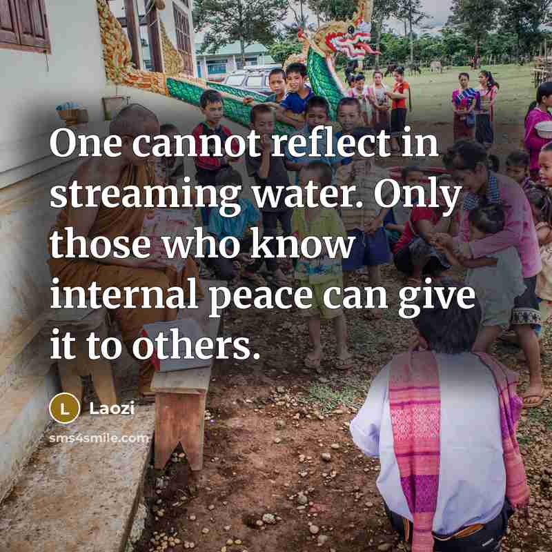 “One cannot reflect in streaming water. Only those who know internal peace can give it to others.” quote by Laozi