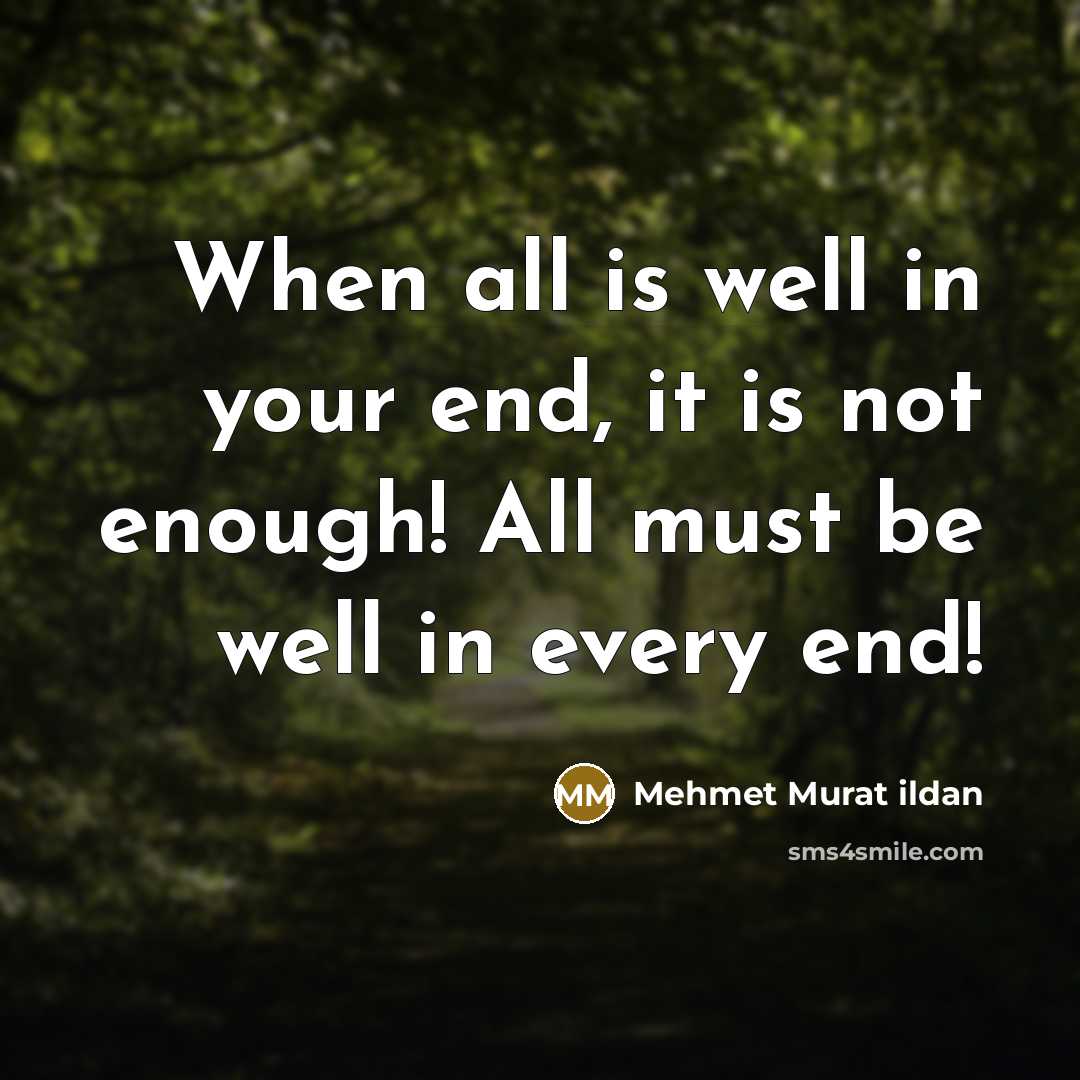 “When all is well in your end, it is not enough! All must be well in every end!” quote by Mehmet Murat Ildan