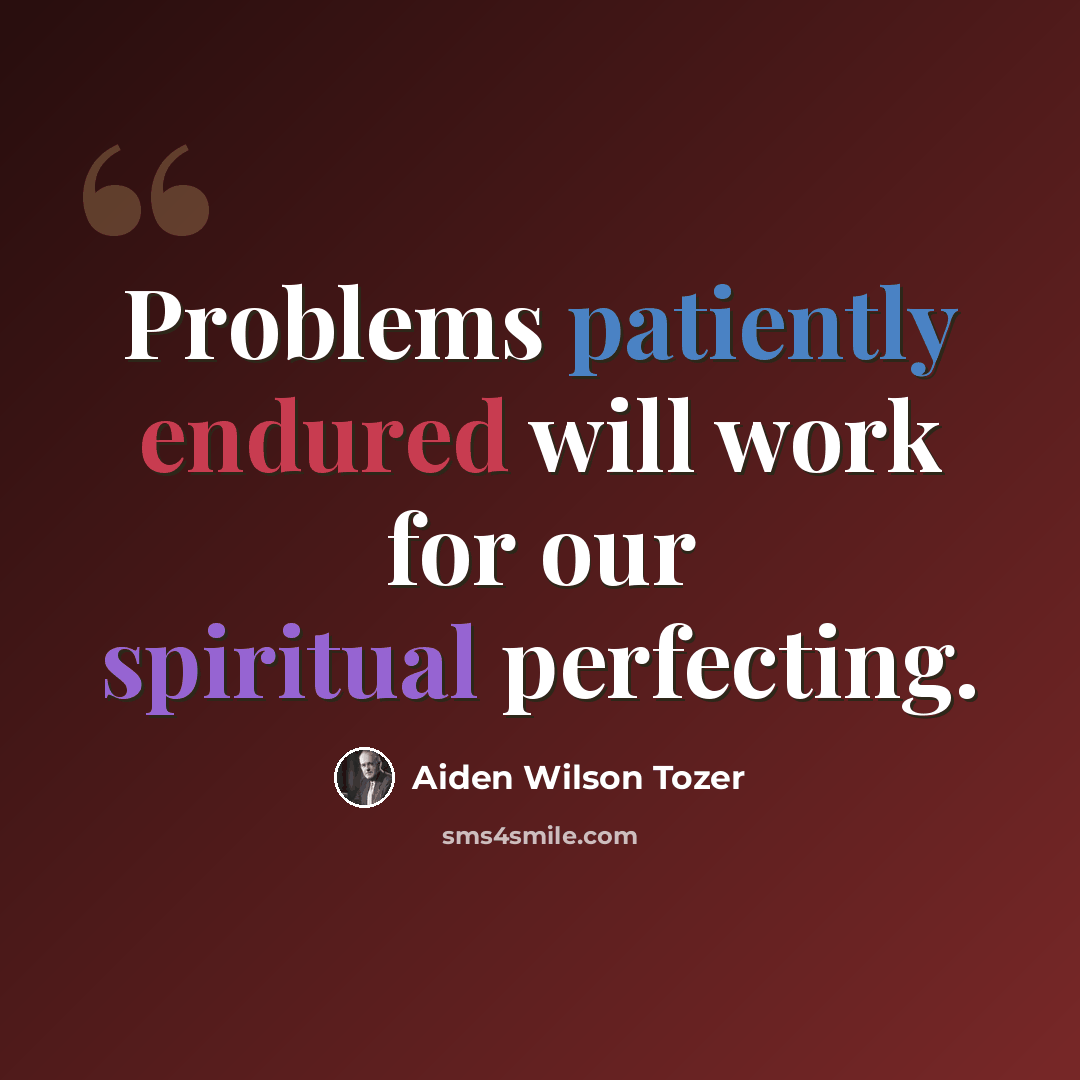 “Problems patiently endured will work for our spiritual perfecting.” quote by Aiden Wilson Tozer