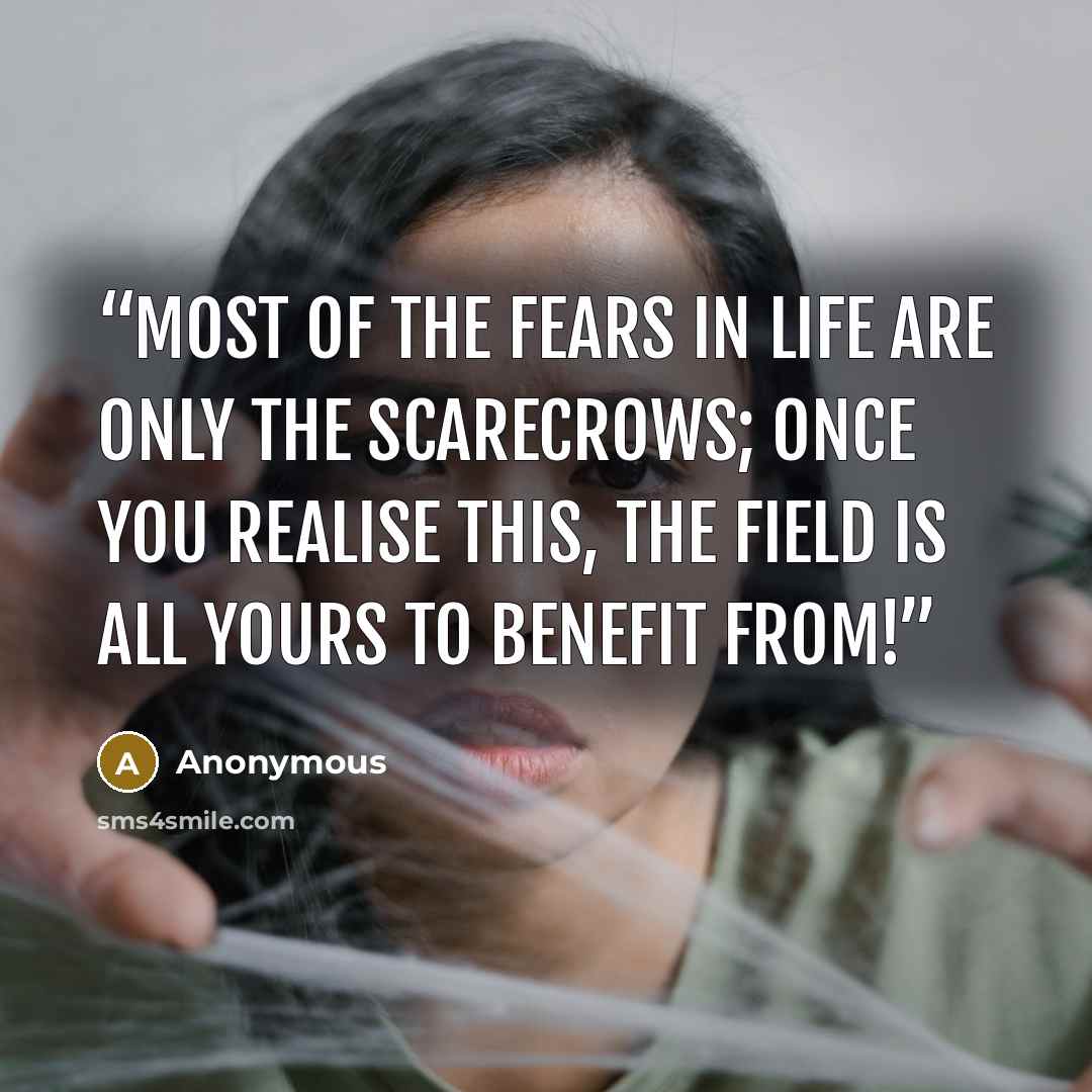 “Most of the fears in life are only the scarecrows; once you realise this, the field is all yours to benefit from!” quote by Anonymous