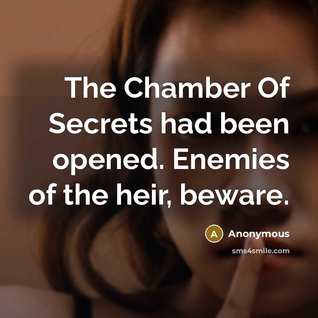 “The Chamber Of Secrets had been opened. Enemies of the heir, beware.” quote by Anonymous