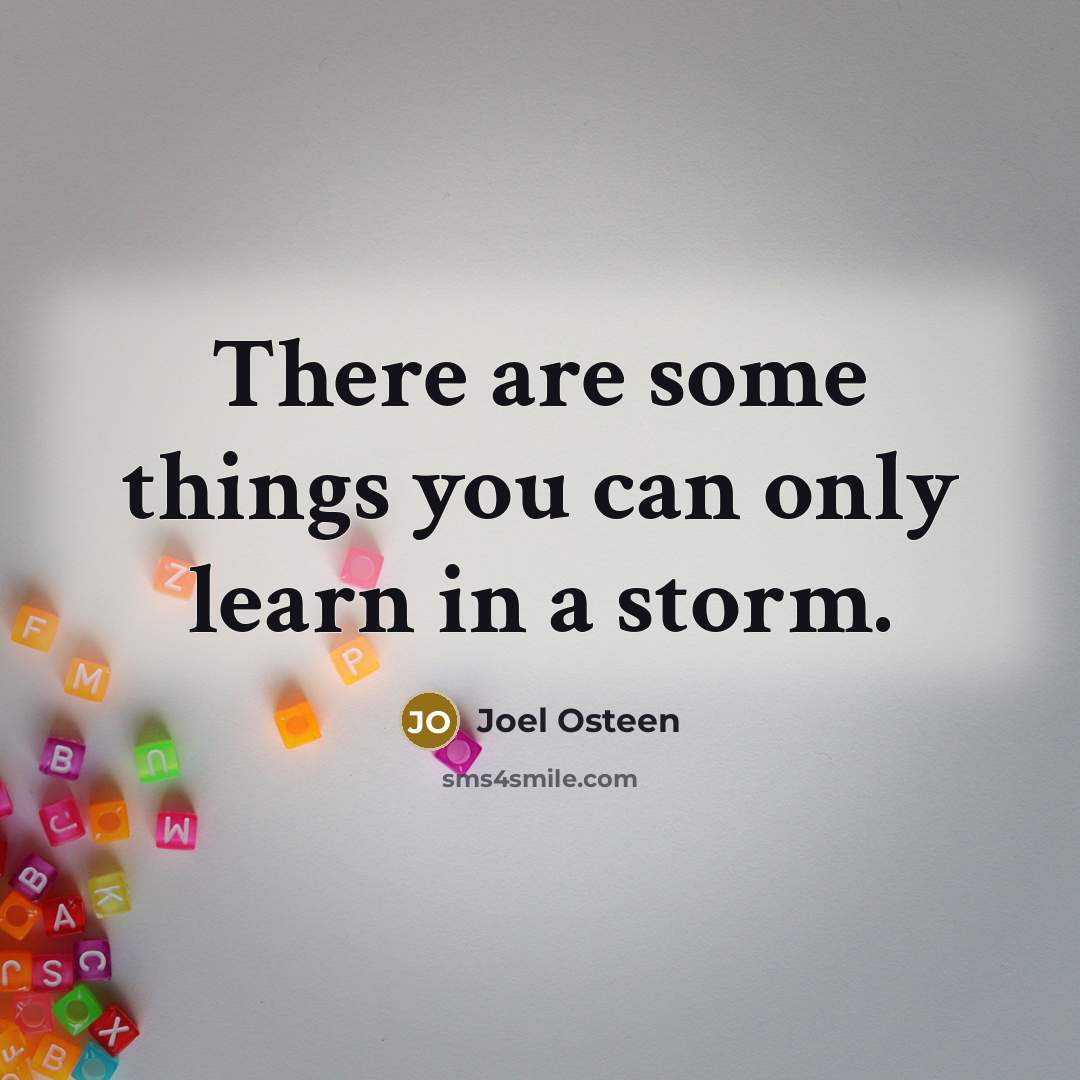 “There are some things you can only learn in a storm.” quote by Joel Osteen