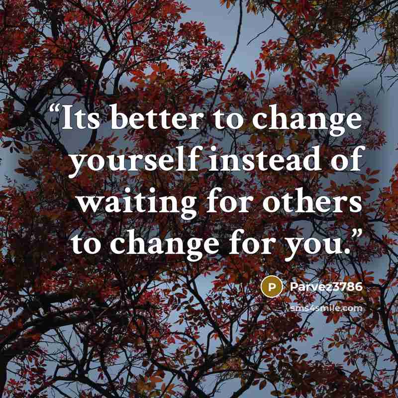 “Its better to change yourself instead of waiting for others to change for you.” quote by parvez3786