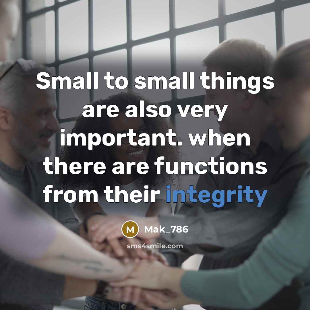 “Small to small things are also very important. when there are functions from their integrity” quote by Mak_786