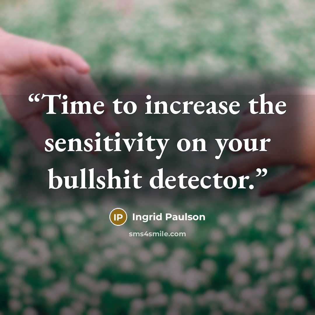 “Time to increase the sensitivity on your bullshit detector.” quote by Ingrid Paulson