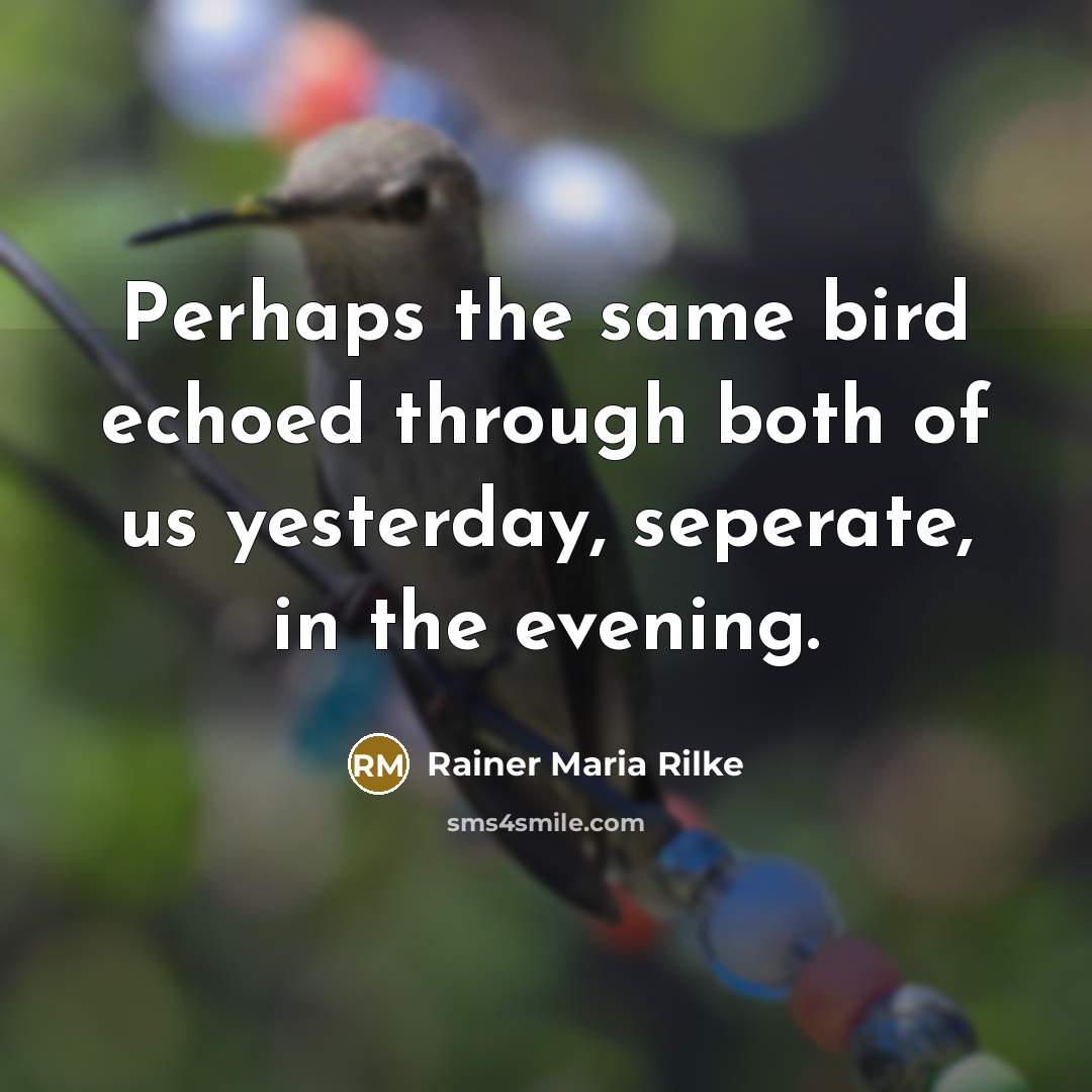 “Perhaps the same bird echoed through both of us yesterday, seperate, in the evening.” quote by Rainer Maria Rilke
