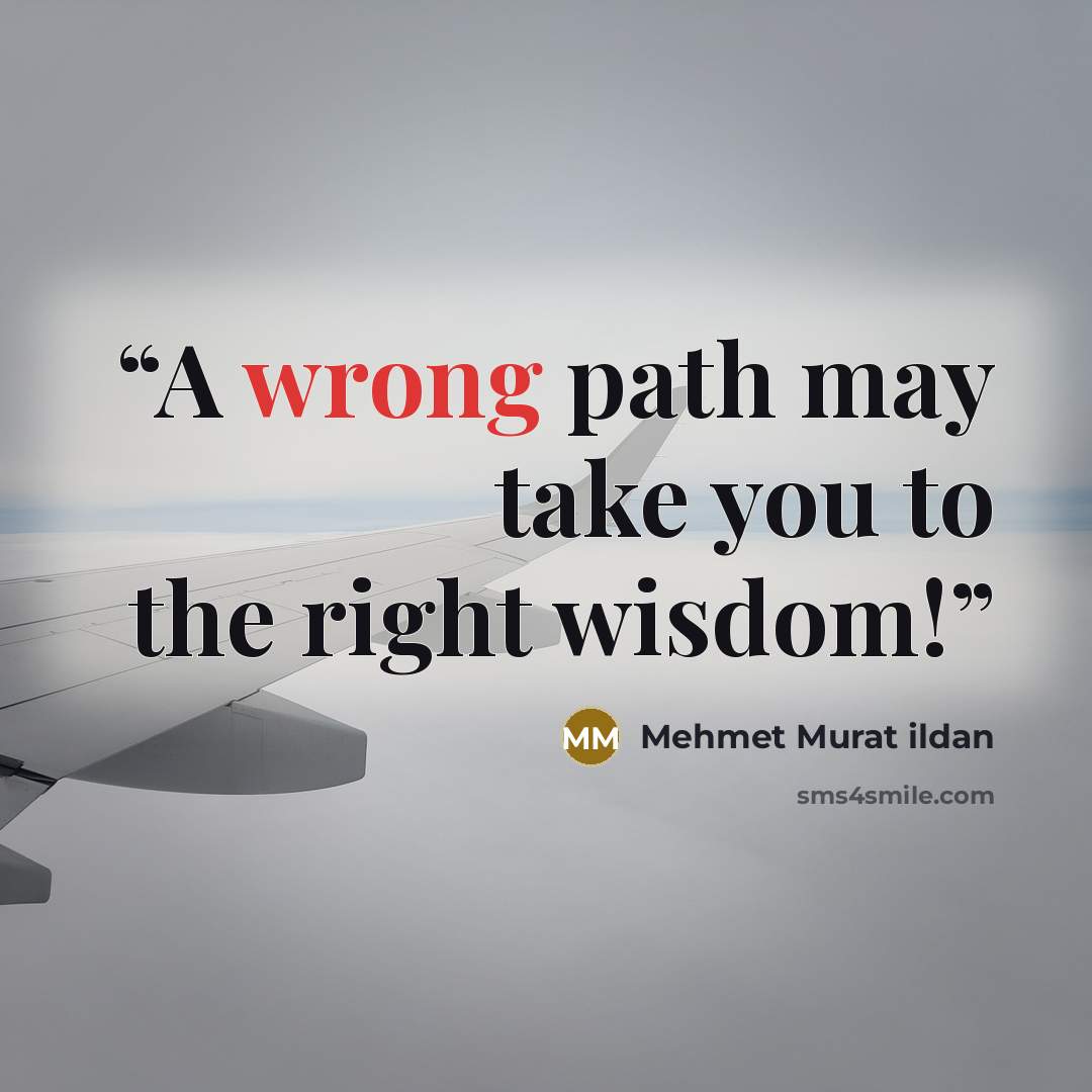 “A wrong path may take you to the right wisdom!” quote by Mehmet Murat ildan