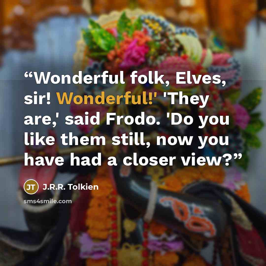 “Wonderful folk, Elves, sir! Wonderful!' 'They are,' said Frodo. 'Do you like them still, now you have had a closer view?” quote by J.R.R. Tolkien